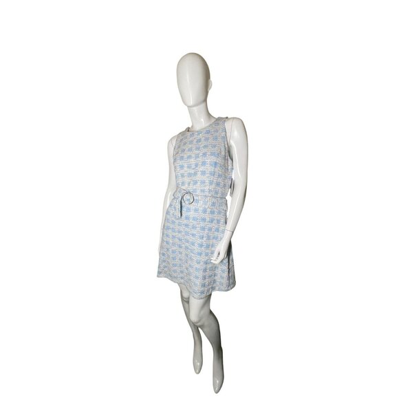 Women's Size‎ 10 Mini Dress Blue & White Tweed Sleeveless A-line Dress by Taylor - Picture 3 of 16